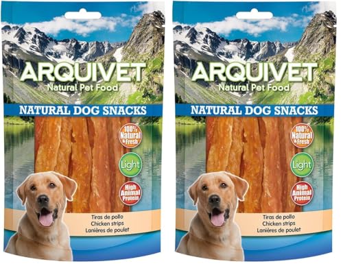 Arquivet, Lanières de Poulet, Natural Dog Snacks, Snacks pour Chien, 100 g (Lot de 2)