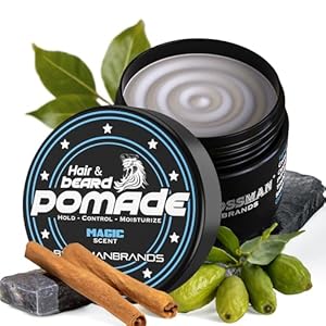 Bossman Hair & Beard Pomade – Moisturizing with Longer Hold and Control – Men’s Hair, Beard and Moustache Styling Product – Made in USA (Magic Scent)