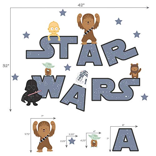 Lambs & Ivy Star Wars Logo Wall Decals W/Yoda/R2D2/Darth Vader And More - Blue #TOP1