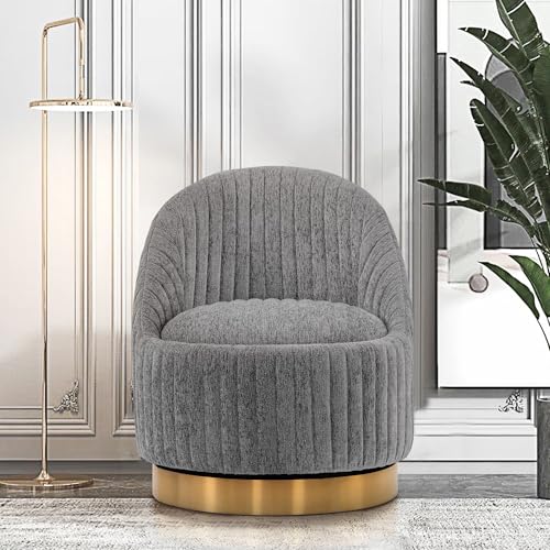 Sillón giratorio moderno tela boucle gris miniatura 2