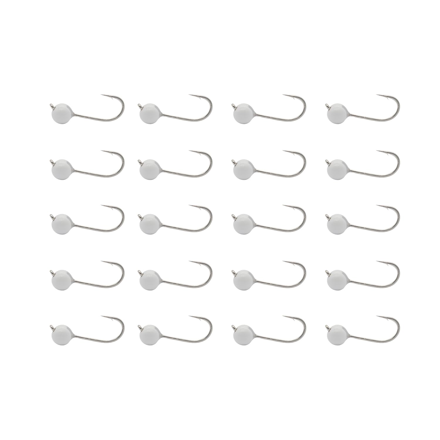 ALICHINO Tungsten Fly Tying Jig Heads for Fly Fishing Small Round Ball Crappie Jig Heads Tungsten Nano Jigs Kit Tungsten Beads with Hook (Glow White 20pcs, 3mm,1/120oz #14)