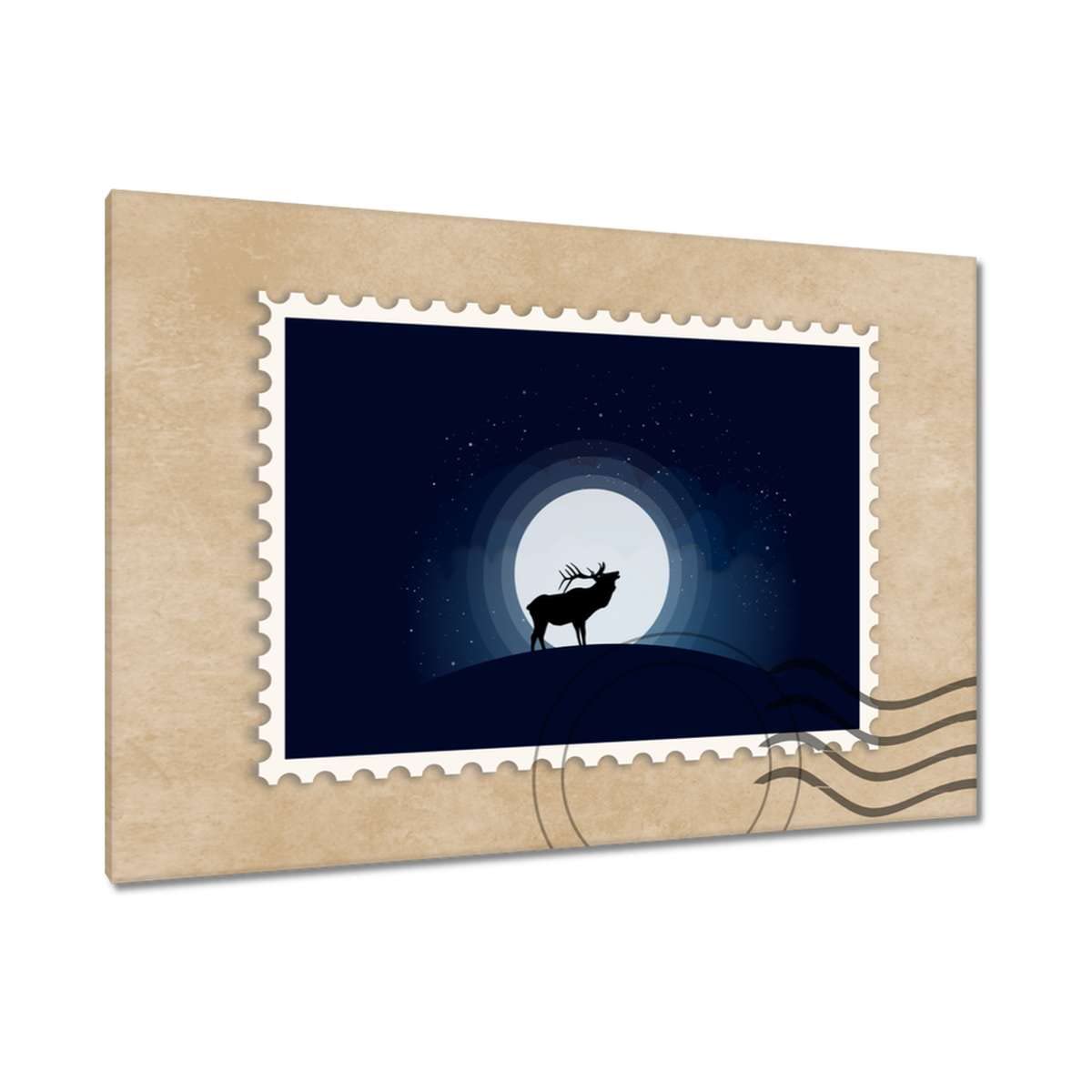 Quadro stampato su tela Wall Art Decor 90x60cm Cervo luna piena No. H7222M_WEPC1L