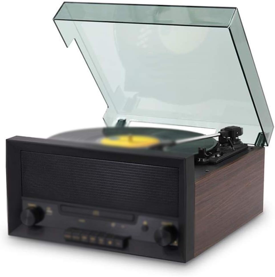 Reproductor de discos de vinilo retro, compatible con reproducción de discos de vinilo de 12/10/7 pulgadas, tocadiscos altavoces estéreo integrados, compatible con fonógrafo, reproducción de disco U y