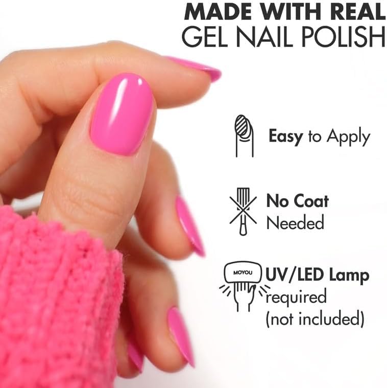 MOYOU LONDON Semi Cured Gel Nail Strips - 20 Pcs. Nail Wraps for Salon-Quality Manicure - Works with Any UV Nail Lamp - Easy to Apply, Trim, & Remove Gel Nail Stickers - Image 2