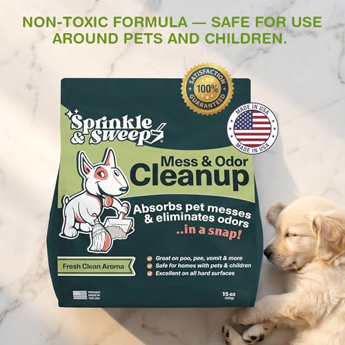 Image of Sprinkle & Sweep: Pet Mess & Odor Cleanup - 4 Pack, 15oz Bags - Dog Accident Clumping Powder, Remove Pee-Poo-Vomit From Hard Surfaces, Ultra-Absorbent