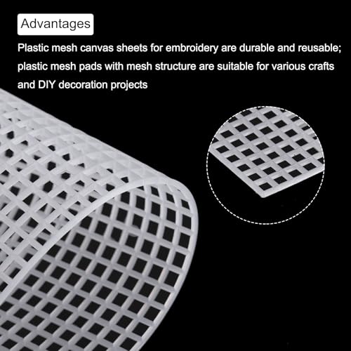 Image of MECCANIXITY 6pcs 12 inchx17 inch Plastic Mesh Canvas Sheet 6 Count Needlepoint Blank Canvas for Embroidery Knit Crochet Acrylic Yarn Crafting, White