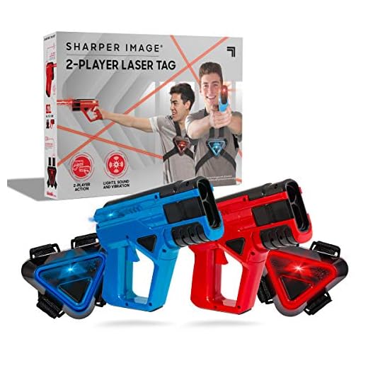 SHARPER IMAGE Two-Player Toy Laser Tag Gun & Vest Armor Set for Kids, Safe for Children and Adults, Indoor & Outdoor Battle Games, Combine Multiple Sets for Multiplayer Free-for-All!