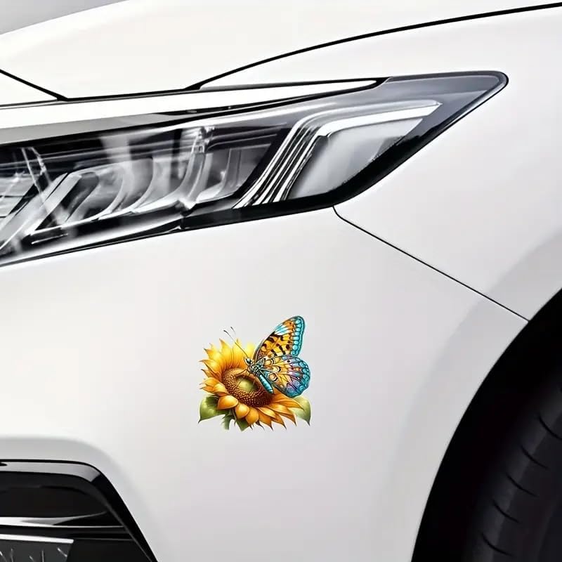Butterfly and Sunflower PVC Vinyl Car Decals Stickers Waterproof Self-Adhesive Decals for Cars, Laptops, Trucks, Motorcycles Wall Window Luggage Scratch Cover Door Decor Sticker - Image 4