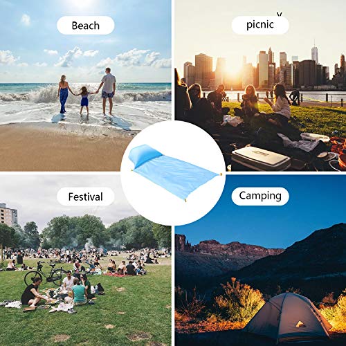 Festnight Cobertor de piquenique dobrável Cobertor de praia com travesseiro inflável Encosto de cabe