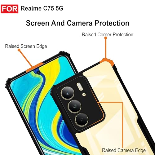 Image of Zapcase Back Case Cover for Realme C75 5G| Compatible for Realme C75 5GBack Case Cover | Clear Case with Camera Protection | (TPU + PC | Matte Black)
