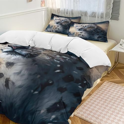 Housse de couette léopard imprimé 3D microfibre doux pour lit enfants