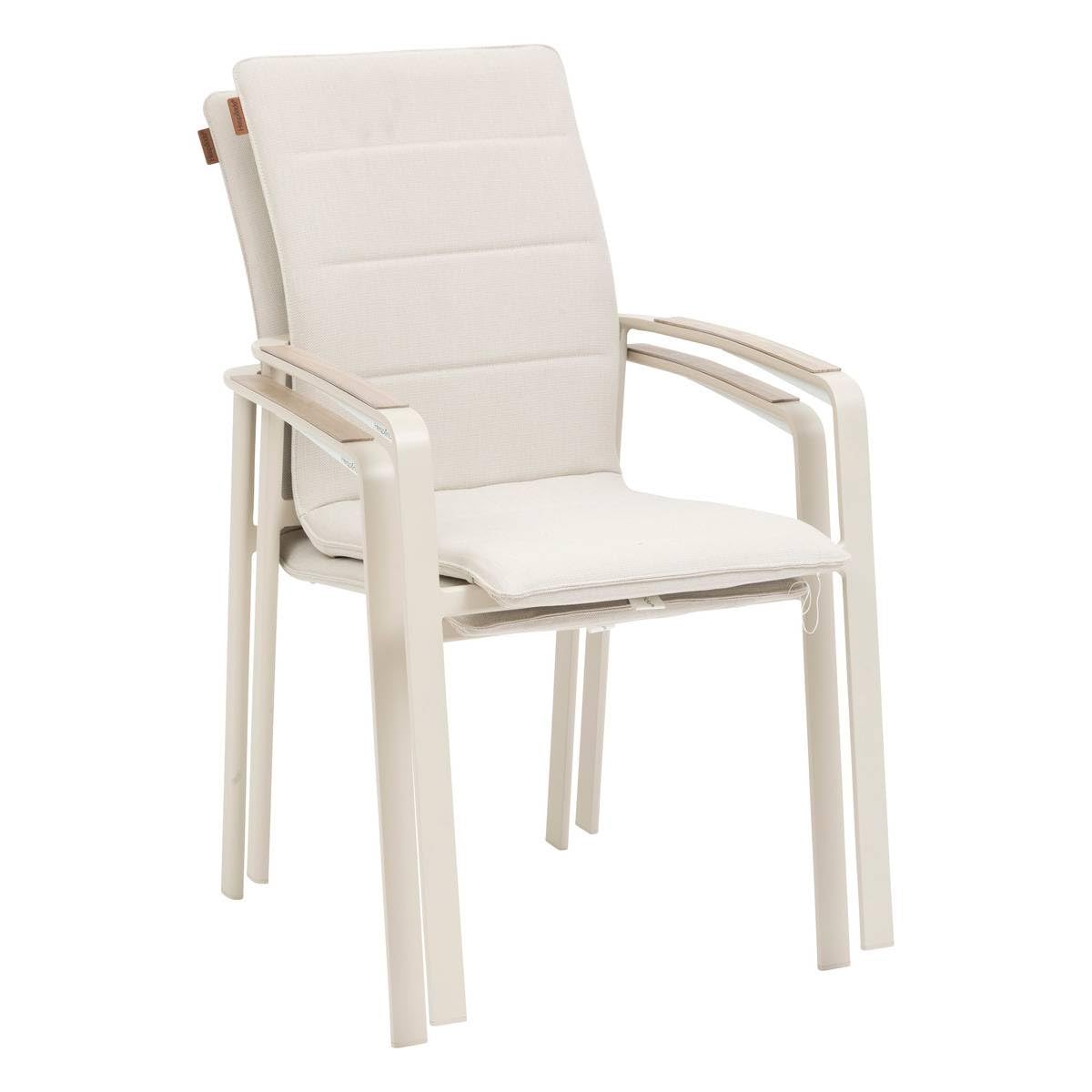 Fauteuil de Jardin Empilable Hespéride Diese Argile et Ivoire Anti-Rouille Tissu Déperlant Séchage Rapide