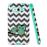 Galaxy Grand Prime Case, Style4U Cute Owl Design Slim Fit Hybrid Armor Case for Samsung Galaxy Grand Prime G530 with 1 Style4U Stylus [Owl Mint Green]