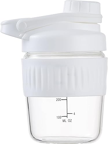 Miniatura 8 de Botella agitadora pequeña de vidrio de 12 onzas, paquete de 4 unidades de vidrio de borosilicato proteína en polvo para gimnasio, mezclas de tazas