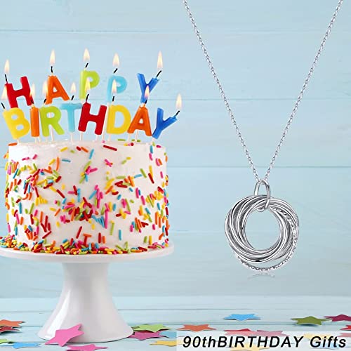 Image of IEFLIFE Birthday Gifts for Women, Sterling Silver Chain Birthday Necklaces, 40th 50th 60th 70th 80th 90th Birthday Necklace, 40 50 60 70 80 90 Years Old Birthday Gifts, 4 5 6 7 8 9 Decade Birthday Jewelry for Women