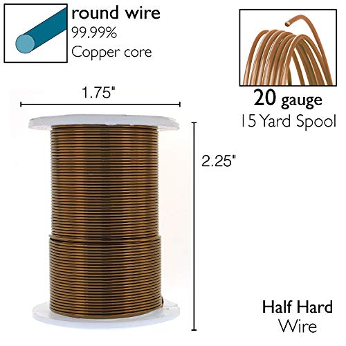 Image of The Beadsmith Wire Elements 20-Gauge Lacquered Tarnish-Resistant Copper Wire for Jewelry Making, 15 Yard, 13.72 Meter Spool (Antique Brass Color)