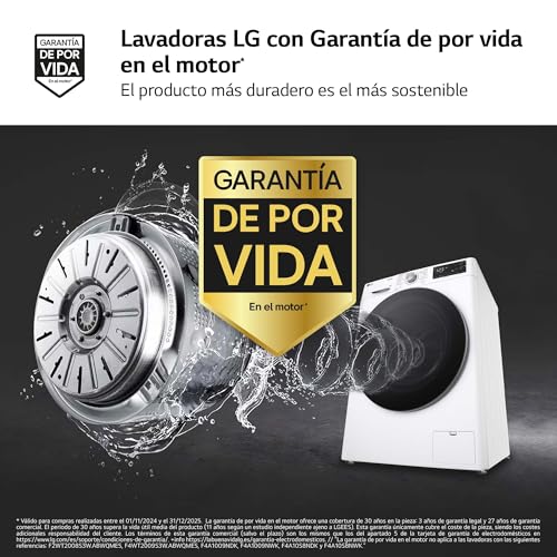 Miniatura 6 de LG F4WR5509A1W - Lavadora Inteligente, 9Kg, 1400rpm, Carga Frontal, AI Direct Drive, TurboWash 360º, Autodosificador, Clasificación A, Serie 500, Blanco