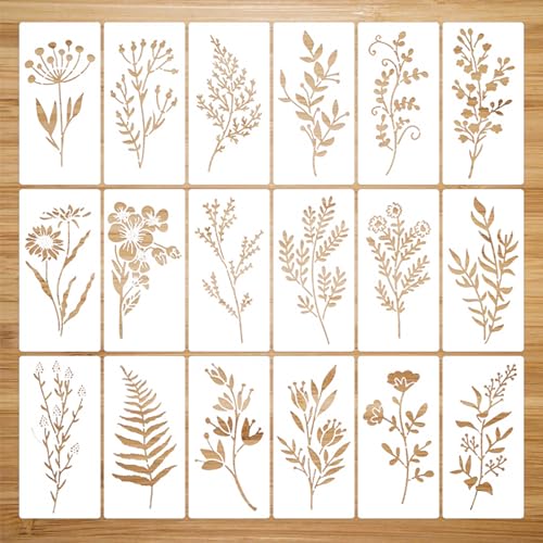 Blätter Malerei Schablone 18 Stück Blatt Stencil Schablone Wiederverwendbar Zeichenschablonen für Malen Scrapbooking Wand Dekoration