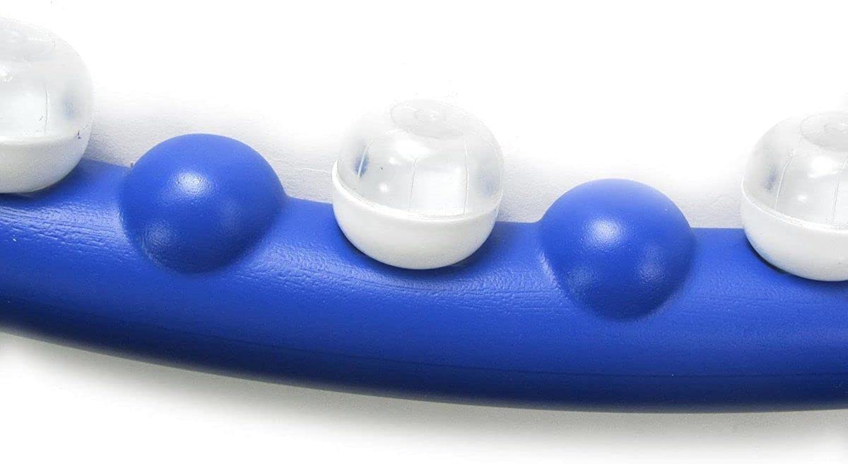 JOM hula hop (masaż), fitness, sport, trenażer mięśni brzucha, niebiesko-brązowy, system wtykowy z 35 piłkami do masażu, średnica 1 m