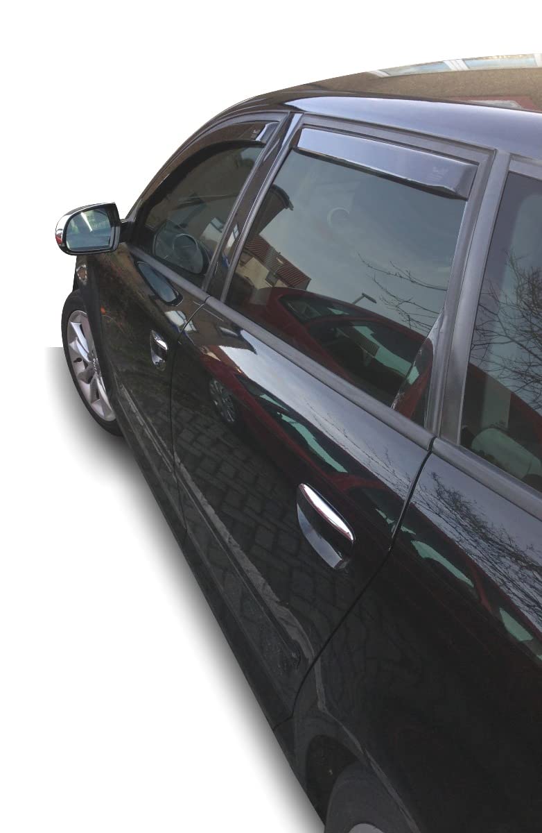 J&J AUTOMOTIVE Deflettori d'Aria per Audi A3 8P Sportback 5-Porte 2003-2012, Set da 4 Pezzi, Nero Fumé Oscurato Heko