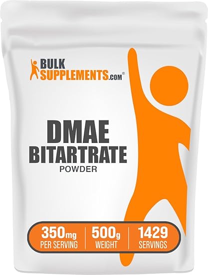 BulkSupplements.com DMAE Bitartrate Powder - Dimethylaminoethanol Bitartrate, DMAE Supplement - Unflavored & Gluten Free, 350mg per Serving, 500g (1.1 lbs) (Pack of 1)