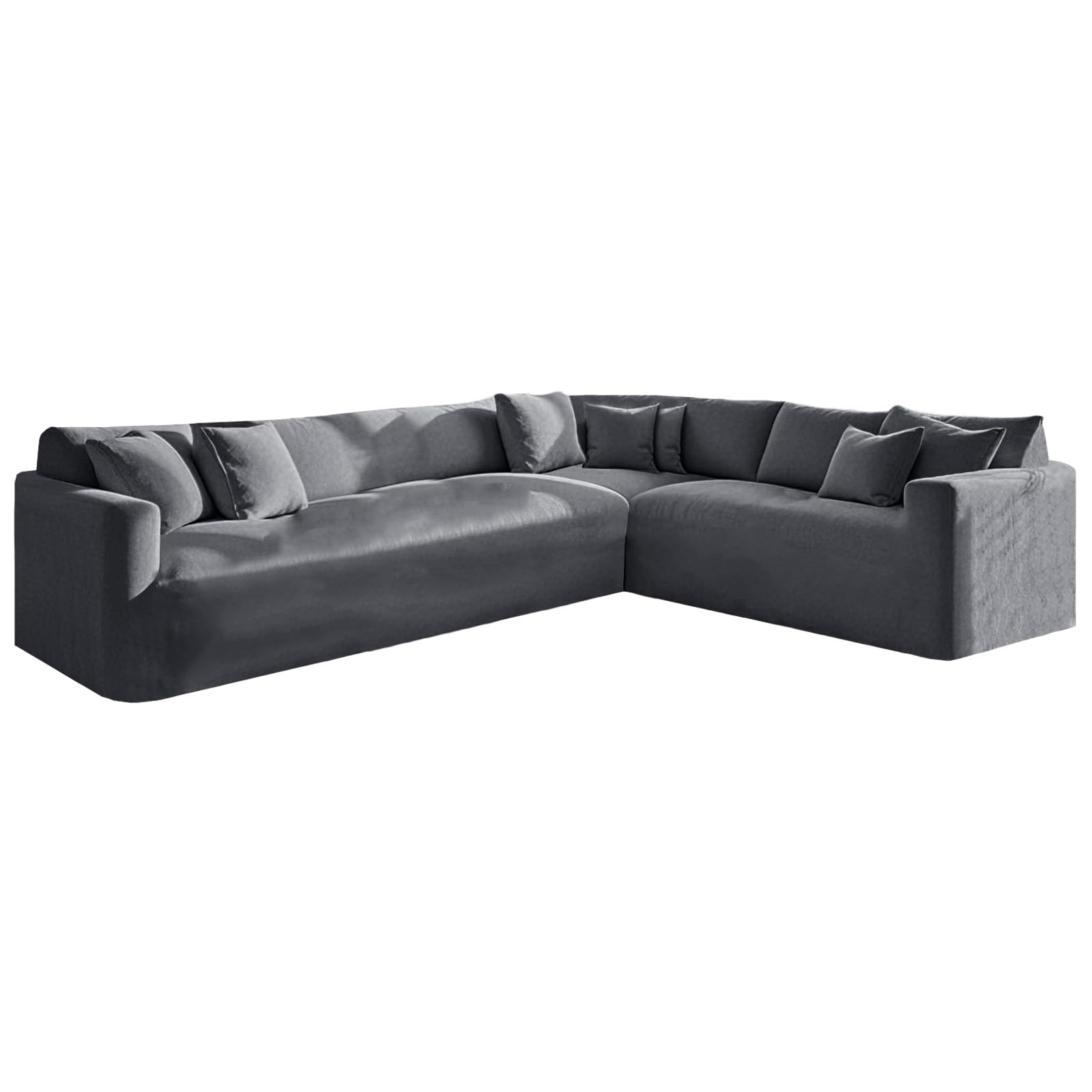 Ecksofa üBerzug Stretch Samt Sofabezug L Form 1/5/6/7 Sitzer Sofa üBerzug Anti-Rutsch Waschbar Elastischer Sofahusse FüR Wohnzimmer (Grau,6 Seat-3C2 3 PCS)