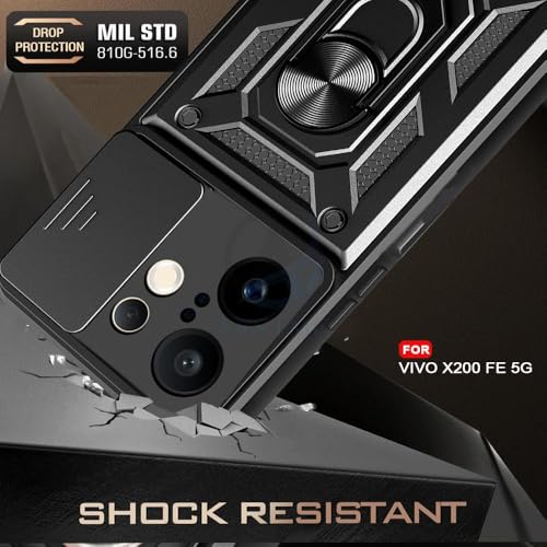 Image of AIBEX Back Cover for Redmi 15 5G | D10 Tough Armor Case | Sliding Camera Shield | 360 Protection | Kickstand Ring Holder | Military-Grade Bumper Case