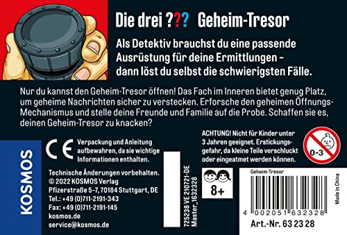 Die drei ??? Geheim-Tresor von KOSMOS 632328, Mini-Tresor, mit geheimen Öffnungsmechanismus zum Knobeln, Detektivspielzeug von die Drei Fragezeichen, Detektiv Ausrüstung, Schwarz