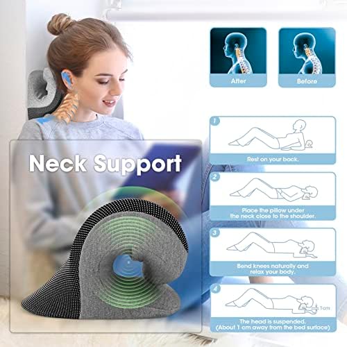 Neck Cloud,Neck Stretcher,Neck Cloud - Cervical Traction Device,Neck Pain Relief,Neck Hump Corrector,Cervical Neck Traction Pillow,Cervical Traction Device,with pillowslip - Blue