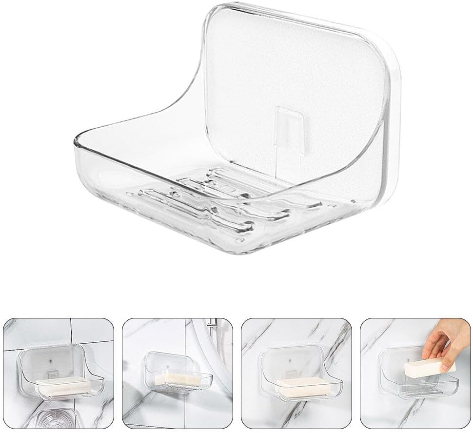 1Pc Transparent Detachable Soap Holder for Shower Wall with Drainage Hole, Perfect RV Toilet and Kitchen Soap Dish,Adhesive Soap Dish for Shower,Ideal RV Accessory Holders and Dispensers