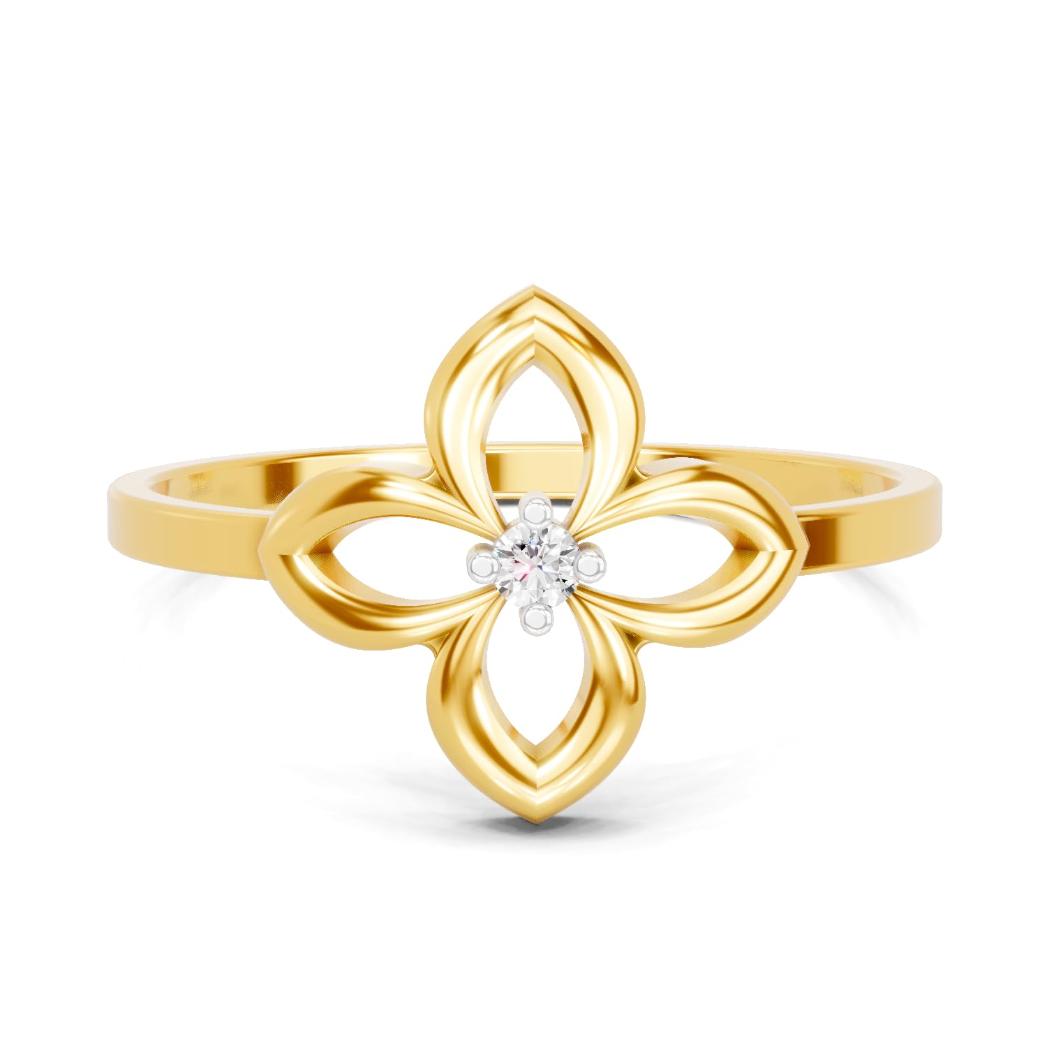 Lab Grown Diamond Ring For Women 0.01 Carat Round Shape F-G VS Quality Diamond | 925 Sterling Silver Gold Plated Floral Ring-image-22