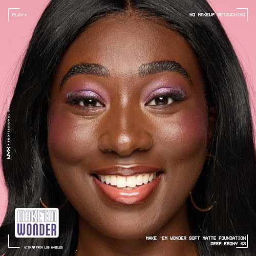 NYX PROFESSIONAL MAKEUP Make 'Em Wonder Liquid Foundation, 24HR Foundation Makeup With A Soft Matte Finish, Buildable Full Coverage - 43 Deep Ebony - image 6