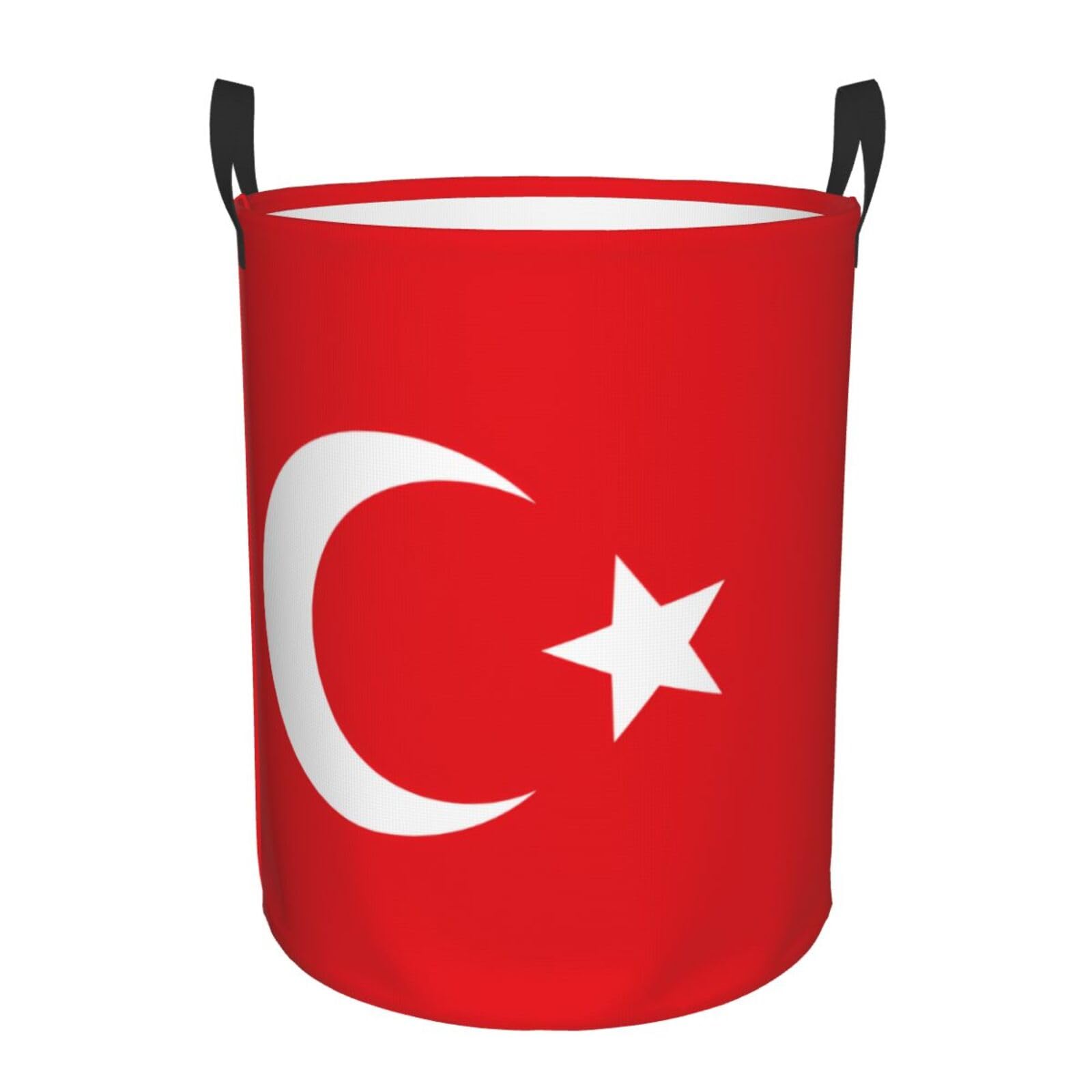 M Circular Hamper Flag of Turkey Print for Dirty Clothes