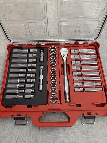. Milwaukee 47 Pc 1/2” Drive Ratchet & Socket Set with PACKOUT Lo...