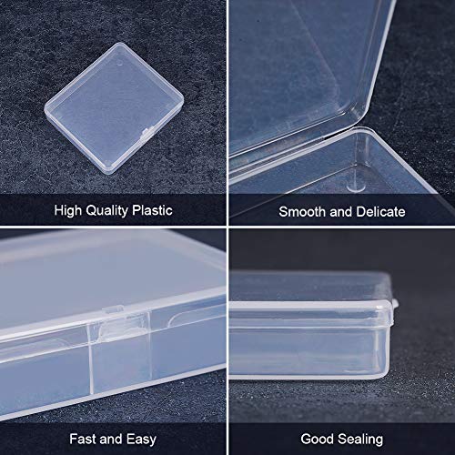 Benecreat 18 Pack 2.8X2.44X0.62"Rectangle Clear Plastic Bead Storage Containers Box Drawer Organizers With Lid For Items,Earplugs,Pills,Tiny Bead,Jewelry Findings #TOP4