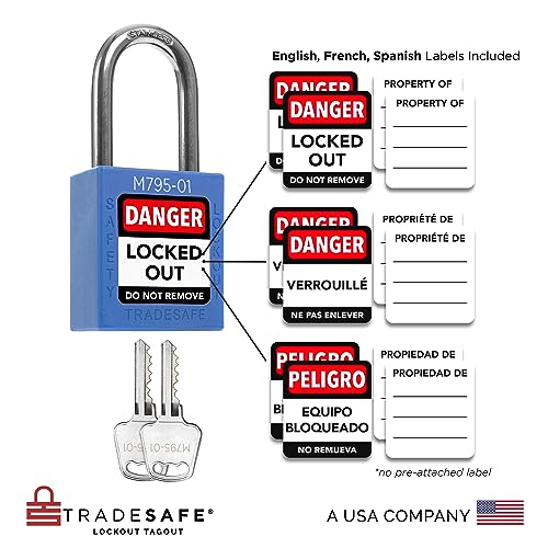 Image of TRADESAFE Lockout Tagout Locks Set with Master Keys - 10 Blue Loto Locks Keyed Different, 2 Keys Per Lock, Lockout Locks for Electrical Lockout Tag Out Kits