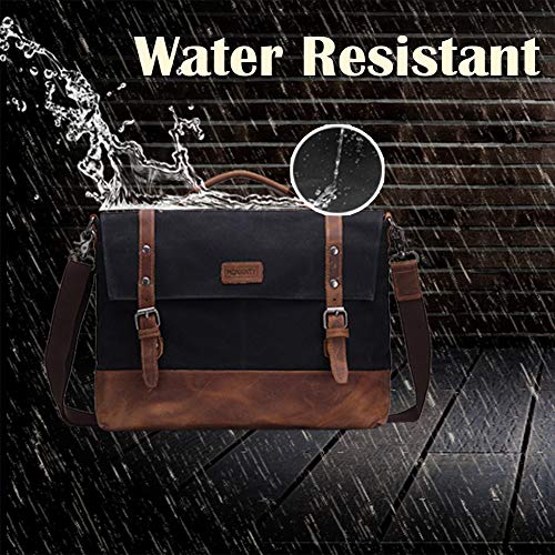 Maletín para Laptop 15.6” de Lona Encerada Vintage Negro miniatura 2