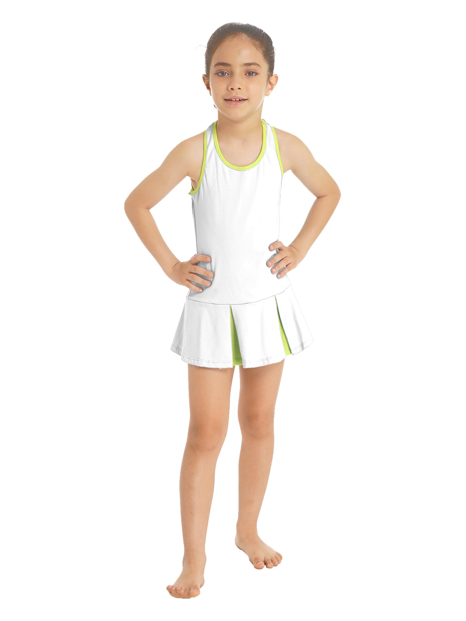 Conjunto de ropa de tenis para niños y niñas, sin mangas, vestido de golf con pantalones cortos, conjunto de ropa deportiva, chándal, fitness, correr, competición