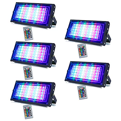 Image of MLD BL2048 30W Multi Color Changing Crystal Led RGB Flood Light with Remote Waterproof Brick Floodlights for Decoration Lights |Red, Green, Blue| 30 Watt | Pack of 5