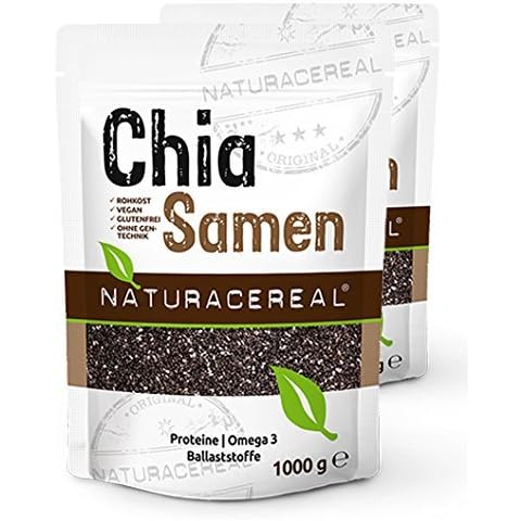 NATURACERAL Chia Samen 2x 1 kg. - | Vegan, naturbelassen und ohne Gentechnik | In Deutschland geprüfte Qualität | Proteine, Omega 3 und Ballaststoffe Cover