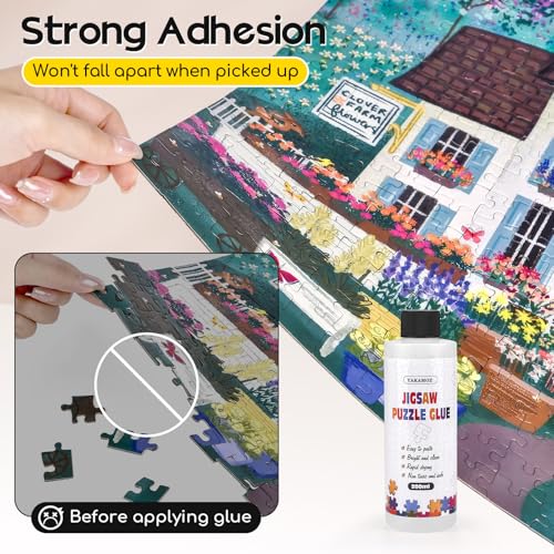 Image of YAKAMOZ Jigsaw Puzzle Glue Clear, Quick Drying with Scraper, 200mL