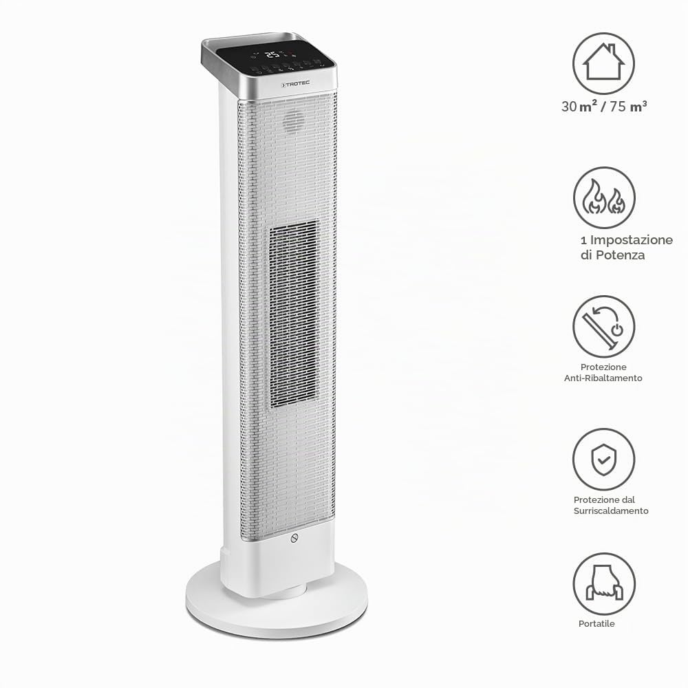 TROTEC Termoventilatore ceramico TFC 25 E | Riscaldatore a ventola 2-in-1: riscaldatore in inverno e rinfrescante ventilatore in estate