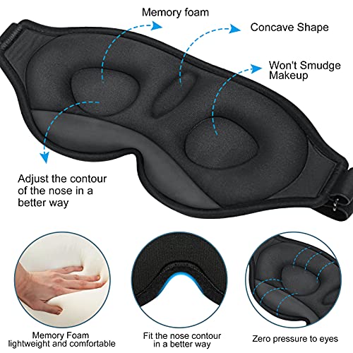 3D slaapmasker voor dames en heren, 3D verstelbare elastiek, oogmasker, lichtblokkerende oogafdekking, slaapbril, slaapmasker, huidvriendelijk zijden slaapmasker, slaapmasker voor reizen, dutjes, yoga - Image 5