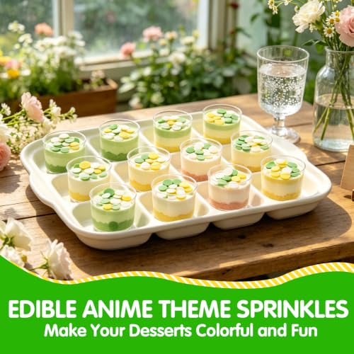 Image of Edible Confetti Sprinkles,Green Yellow White Round Sprinkle for Cake Decoration,130g Baking Candy Dot,Circle Sprinkles for Baby Shower,Gender Reveal Fondant Cake,Cupcakes,Cookies Donut Desserts Decorating,Birthday Wedding Party Supplies