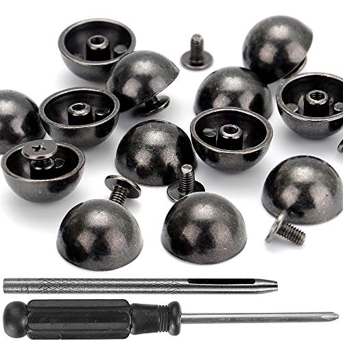 Yoranyo 20 Sets 15X8Mm Dome Spikes And Studs 19/32" Handbag Feet Gun Metal Round Spikes Screw Back Studs And Spikes For Clothing Shoes Leather Craft Belts Bags Accessories With Installation Tool #TOP10