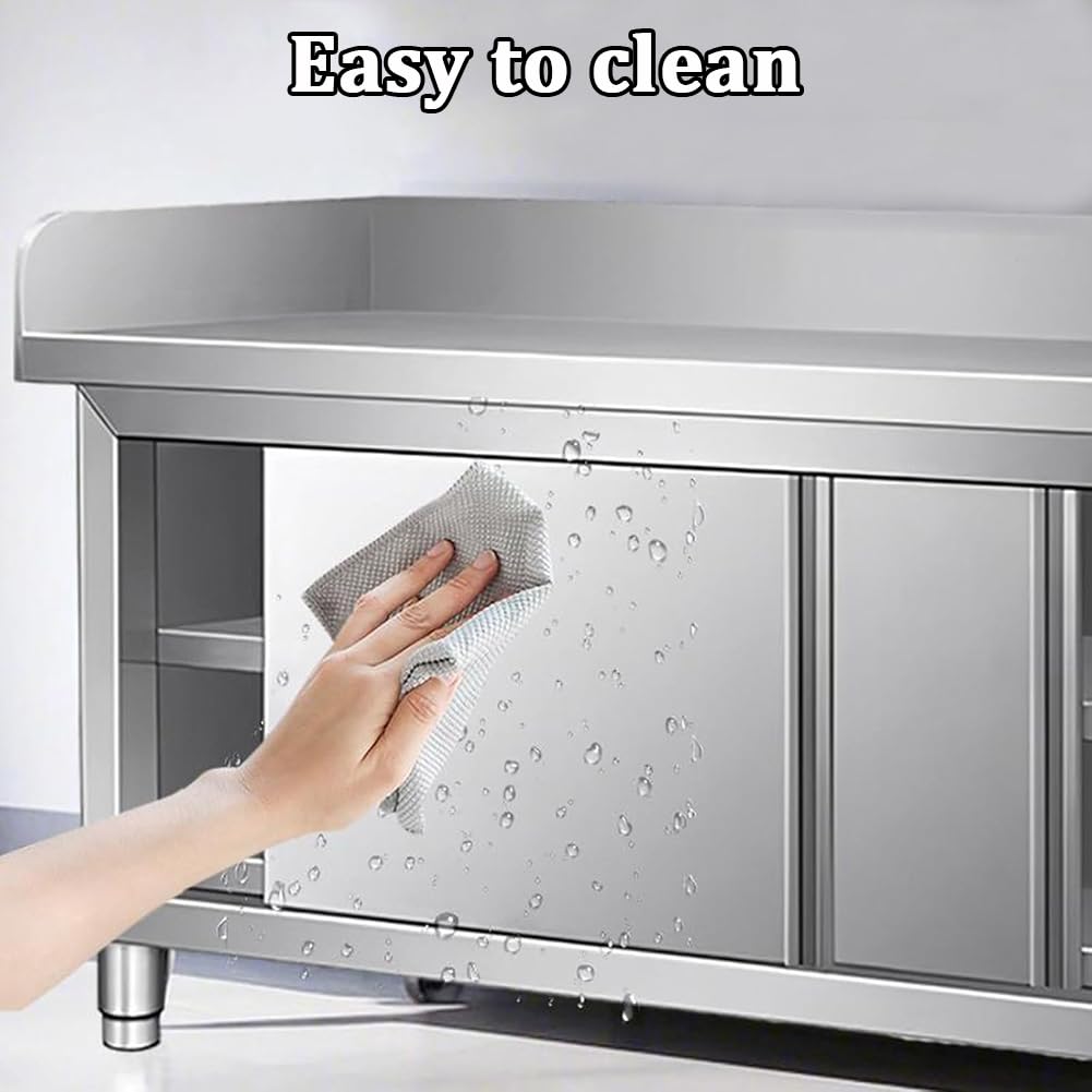 Stazione di Preparazione del Cibo da Cucina in Acciaio Inossidabile per Esterni, Tavolo in Metallo Resistente Indipendente con Armadietti E Paraschizzi su Tre Lati,L150xw60xh80cm