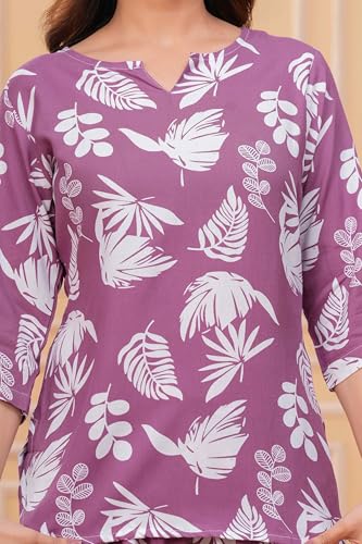 Image of Women's Printed Night Suit of Kurti & Pajama Set Women Night Wear Set