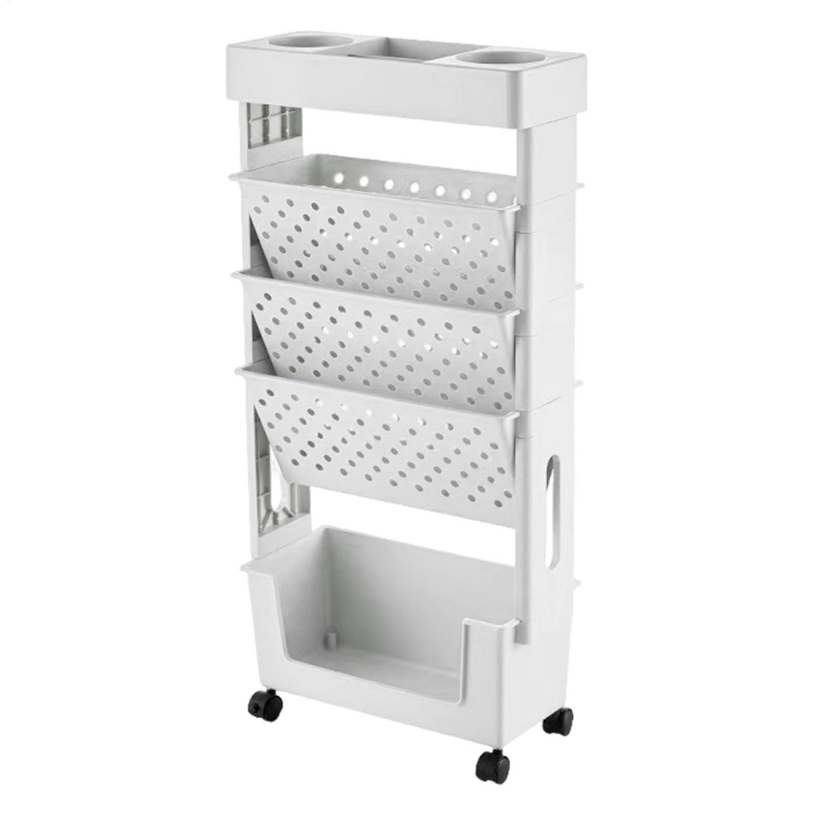 Étagère mobile – Chariot de rangement de livres, étagère réglable | Étagère rotative à 5 niveaux de grande capacité pour économiser de l'espace, organiseur de livres avec roues pour salles d'étude