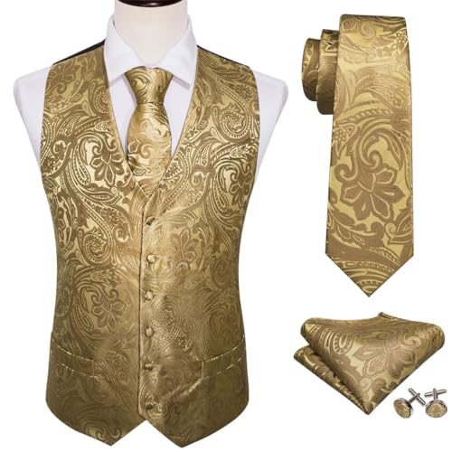 Men's Slim Formal Vest Set with Accessories Tie Pocket Square and Matching Cufflinks2