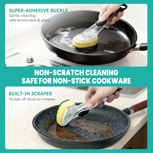 Image of Dish Wand with Handle,Non-Scratch Dishwand Refills Replacement Sponge Heads